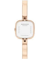 Movado Women's Museum Cushion Swiss Quartz Rose Pvd Bangle Watch, 21.50mm