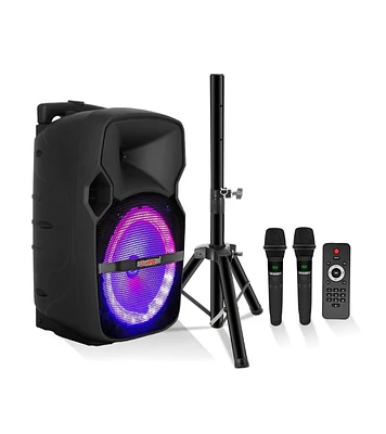 5 Core 10 Inch Tws Pair Bluetooth Party Speakers 400 Watt Portable Karaoke Pa System Rechargeable Loud Speaker + Tripod Stand 2X Wireless Mics Led Lig