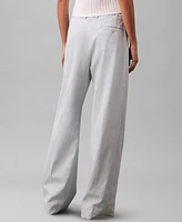 Calvin Klein Women's Linen Blend Wide-Leg Pants