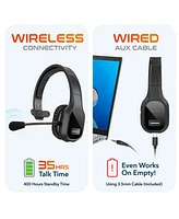 Delton Wireless Computer Headset, Trucker Bluetooth Headset with Noise Canceling Microphone, 35Hrs talk time, Wireless Headset for Computer, Cell Phon