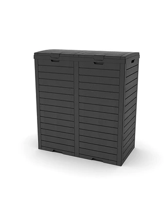 Mondawe 62 Gal Outdoor Resin Trash Bins with Dual Compartment,Lid and Drip Tray