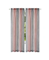 Kate Aurora 1 Piece Crushed Faux Satin Silver & Blush Rose Pink Ombre Window Curtain Panel
