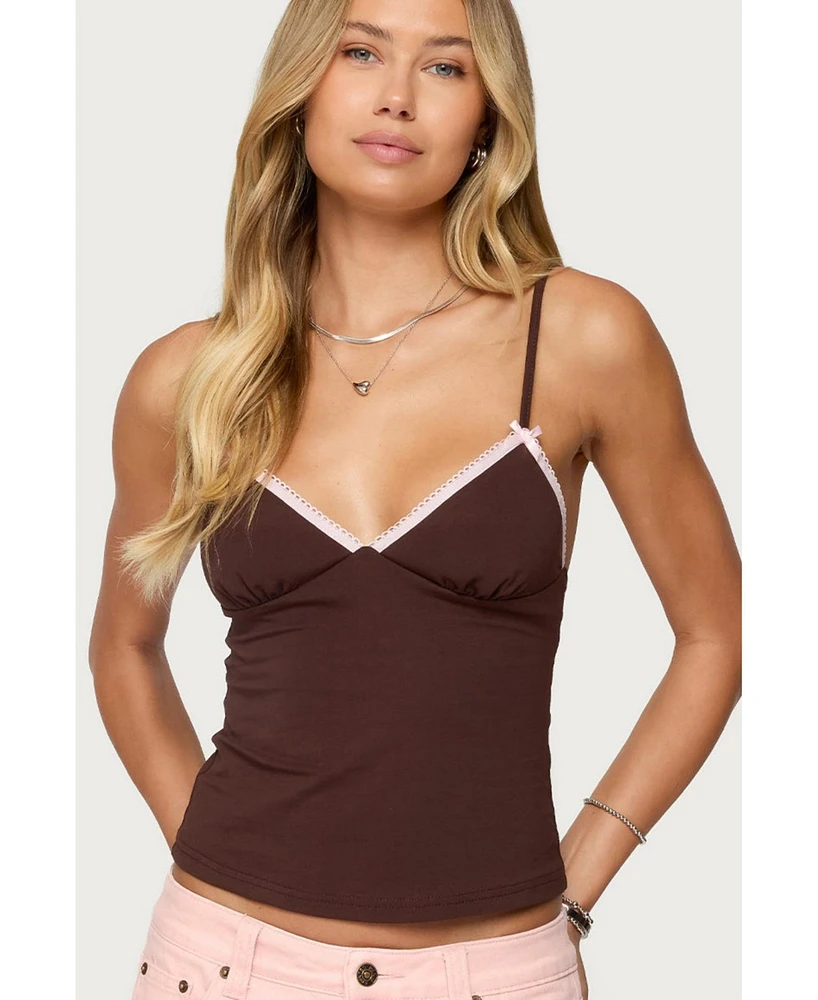 Edikted Women's Ruelle Contrast Frill Tank Top