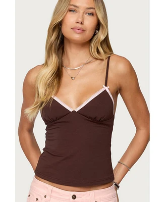 Edikted Women's Ruelle Contrast Frill Tank Top