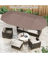 Gymax 13 Ft Double-sided Patio Umbrella Outdoor Large Twin