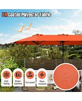 Gymax 13FT Double-sided Patio Umbrella w/ Crank Handle Base Safety Lock
