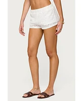 Edikted Women's Arlie Floral Texured Sheer Shorts