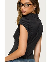 Edikted Women's Juney Pinstripe Tailored Button Up Shirt
