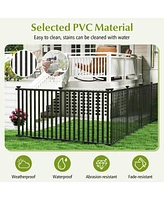 2 Piece Vinyl Picket Fence Set for Garden and Yard Decoration