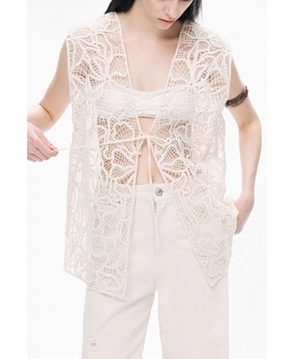 Nocturne Women's Floral Embroidered Detailed Vest