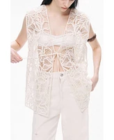 Nocturne Women's Floral Embroidered Detailed Vest