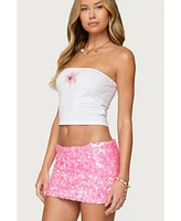 Edikted Women's Luli Beaded Flower Tube Top
