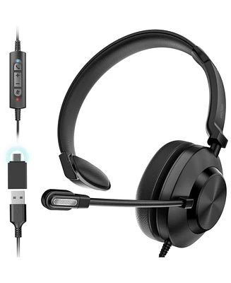 Delton 30Y Wired Computer Headset, Ms Teams Compatible, Mono Headphones With Dual Noise-Cancelling Microphones, In-Line Controls, On-Ear Usb Headset f