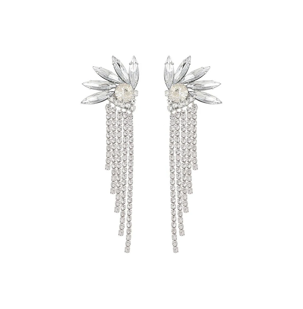 Sohi Women's Silver Bling Drop Earrings