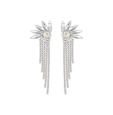 Sohi Women's Silver Bling Drop Earrings