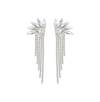 Sohi Women's Silver Bling Drop Earrings