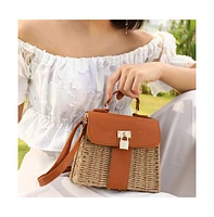 Women's The Riviera-Straw Hand Bag - Chocolate Brown