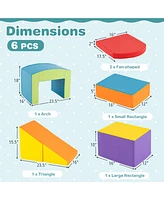 Slickblue Kids 6 Pieces Foam Climbing Blocks Soft Play Climbing with Tunnel