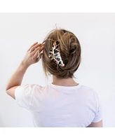 Large Claw Clip - Black + Coral Marble