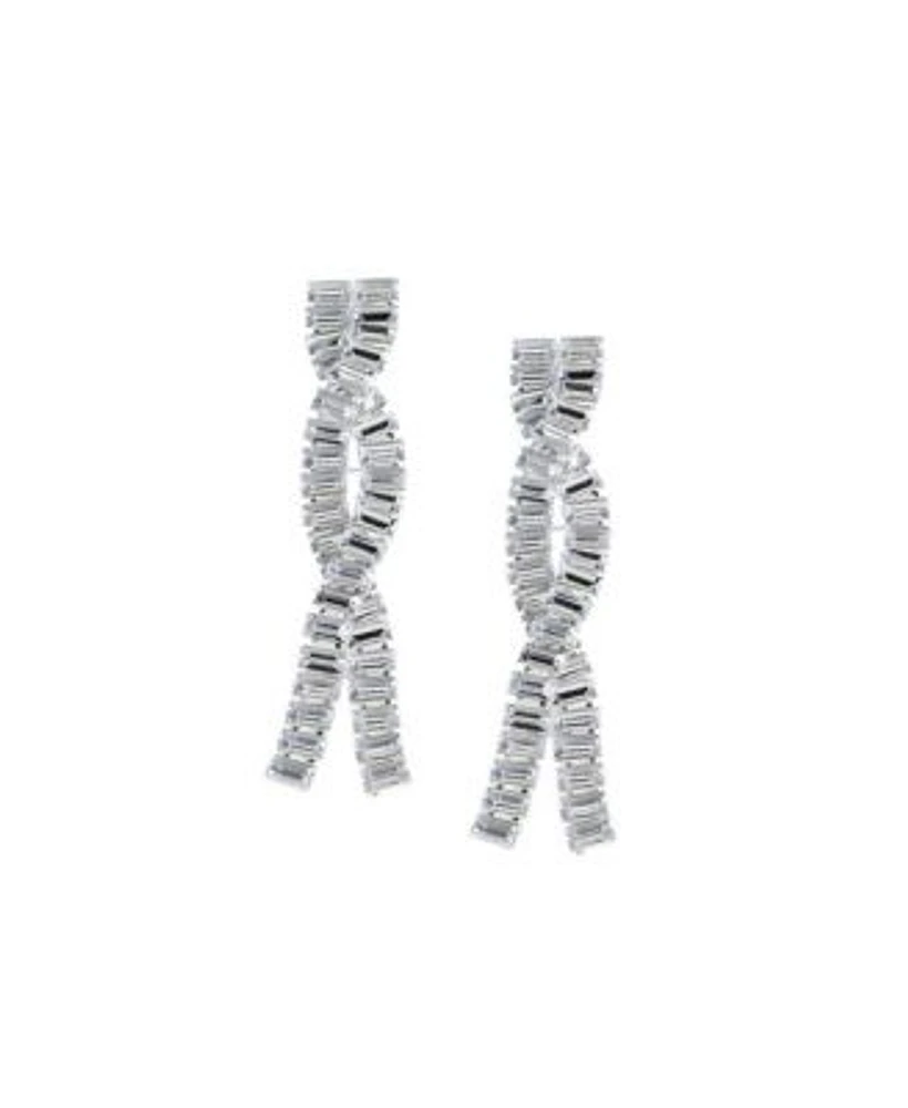 Sohi Womens Silver Twisted Drop Earrings