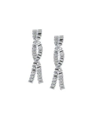 Sohi Womens Silver Twisted Drop Earrings