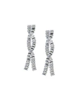 Sohi Womens Silver Twisted Drop Earrings