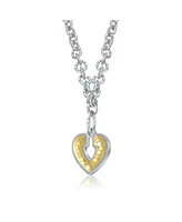 Two-Tone Textured Open Padlock Pendant Necklace