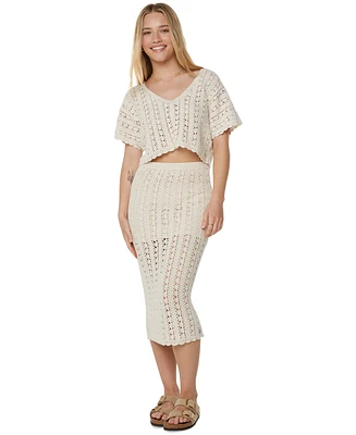 Roxy Juniors' Sea Swirl Crochet Midi Skirt