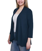 Ny Collection Women's Solid 3/4 Sleeve Cardigan Sweater