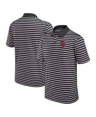 Jordan Men's Black/White Oklahoma Sooners Primetime Victory Striped Performance Polo Shirt