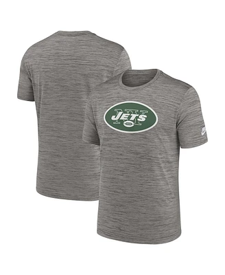 Nike Men's Gray New York Jets Sideline Velocity Throwback Logo Performance T-Shirt