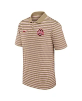 Nike Men's Tan Ohio State Buckeyes Athletic Prep Striped Performance Polo Shirt