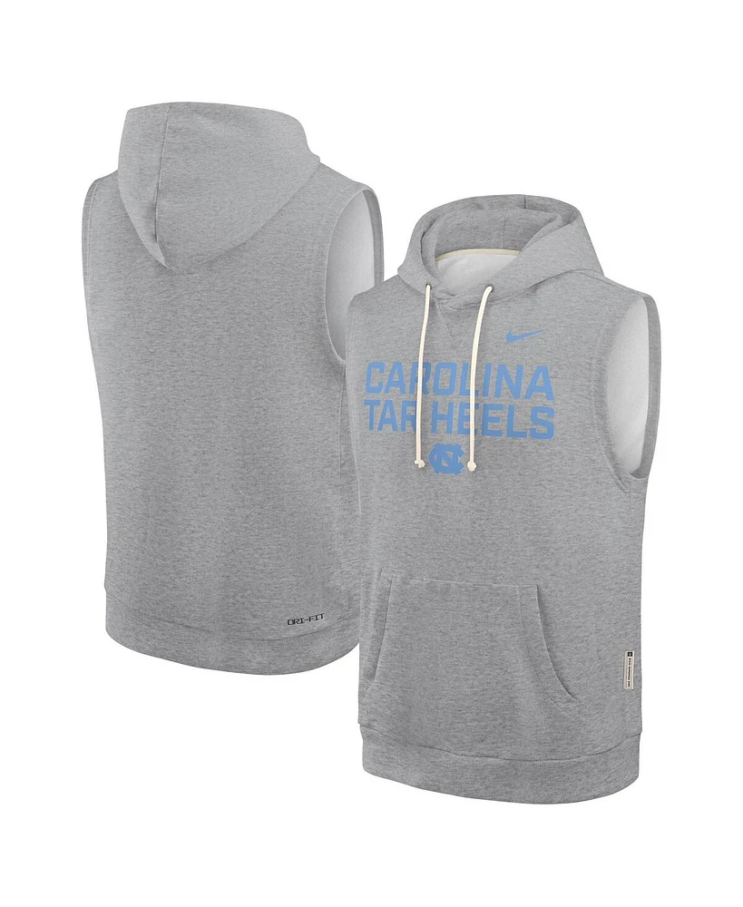 Jordan Men's Heather Gray North Carolina Tar Heels 2025 Sideline Performance Sleeveless Pullover Hoodie