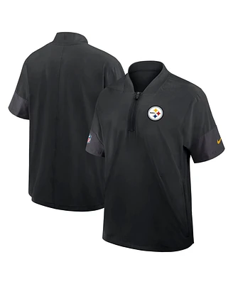 Nike Men's Black Pittsburgh Steelers Sideline Short Sleeve Quarter-Zip Performance Coach Jacket