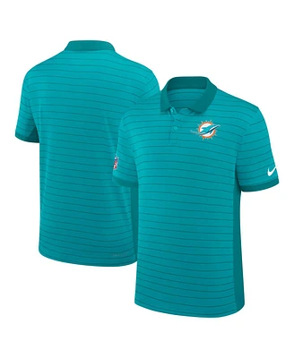 Nike Men's Aqua Miami Dolphins Sideline Victory Stripe Performance Polo Shirt
