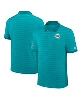 Nike Men's Aqua Miami Dolphins Sideline Victory Stripe Performance Polo Shirt