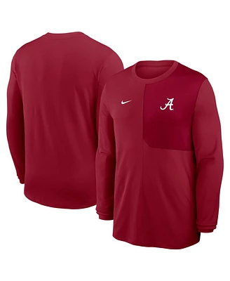Nike Men's Crimson Alabama Tide 2025 Sideline Coach Uv Performance Long Sleeve T-Shirt