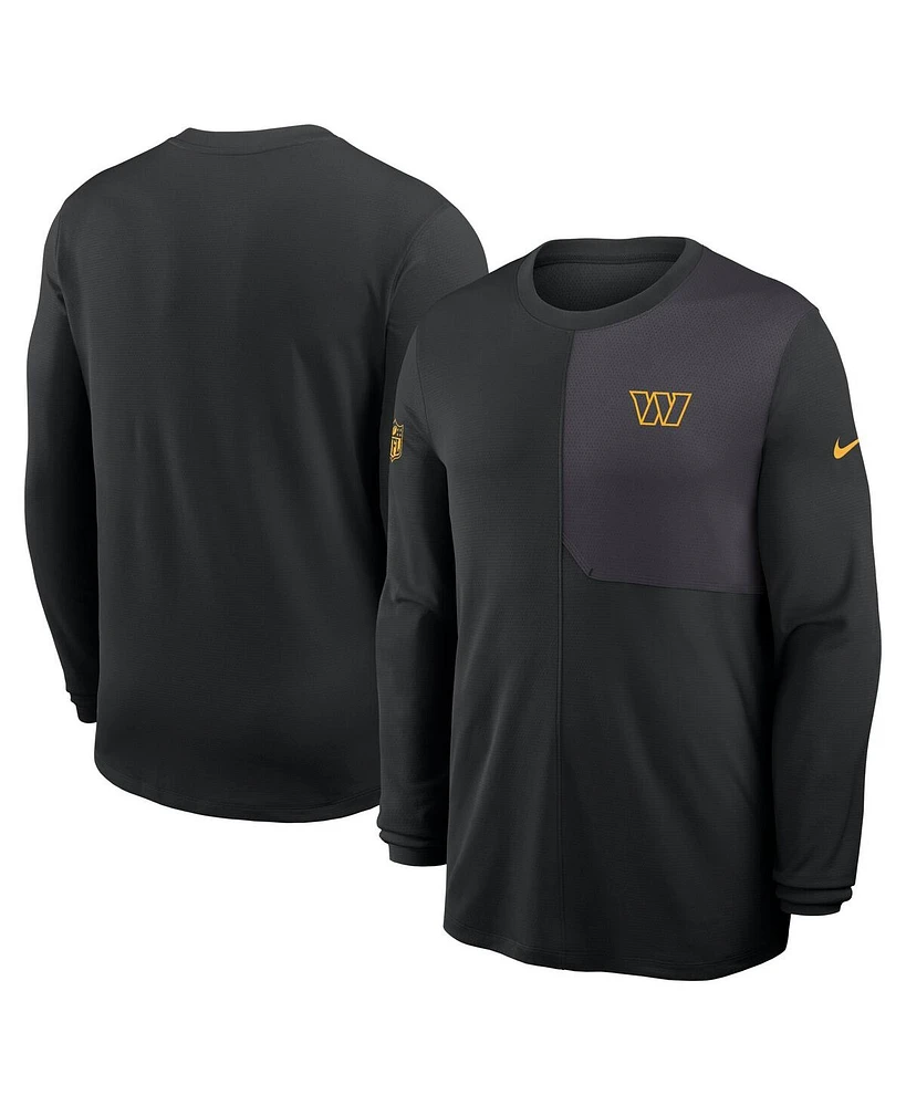 Nike Men's Black Washington Commanders Sideline Coach Uv Performance Long Sleeve T-Shirt