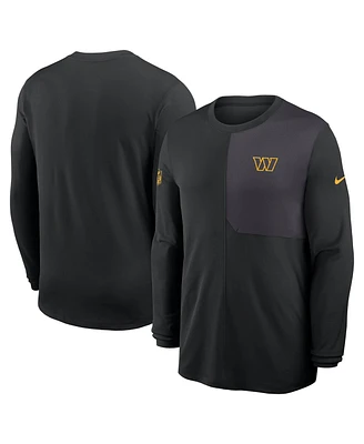 Nike Men's Black Washington Commanders Sideline Coach Uv Performance Long Sleeve T-Shirt