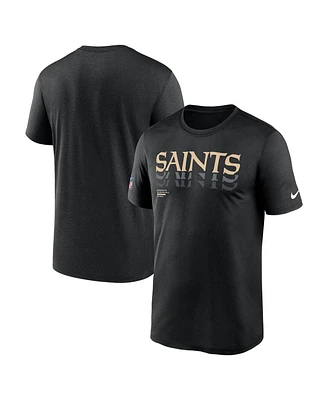 Nike Men's Black New Orleans Saints Wordmark Block Sideline Legend Performance T-Shirt