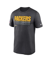 Nike Men's Charcoal Green Bay Packers Wordmark Block Sideline Legend Performance T-Shirt