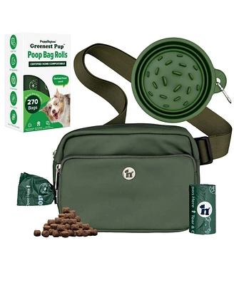 Puppington Walk Star Kit: 3-in-1 Dog Bag & Bowl plus Matching 270 Refill Poop Bags