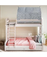 Kids Dream Bed Tent Twin Bunk Bed with Glow in the Dark Stars and Lights