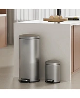 8 Gal./30 Liter and 1.3 Gal./5 Liter Stainless Steel Step-on Trash Can Set for Kitchen and Bathroom