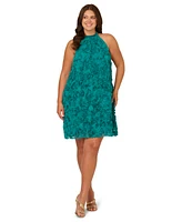 Aidan by Adrianna Papell Plus Embroidered Short Halter Dress