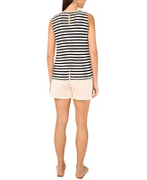 Vince Camuto Women's Striped Crewneck Sleeveless Top