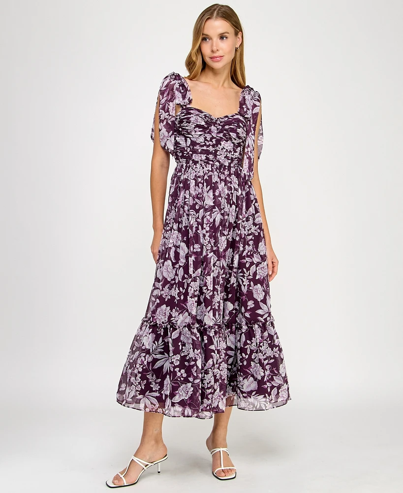 Alex & Sophia Juniors' Printed Sweetheart Fit Flare Dress