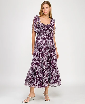 Alex & Sophia Juniors' Printed Sweetheart Fit Flare Dress