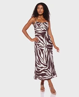 Alex & Sophia Juniors' Printed Satin Sleeveless Dress