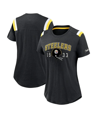 Nike Women's Heather Black Pittsburgh Steelers Historic Slub Fashion T-Shirt